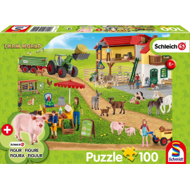SHCLEICH 100-delige puzzel boerderij en winkel met figuur 