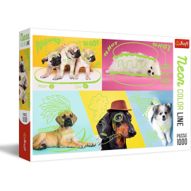 Puzzel van 1000 stukjes Honden met groene neonkleur 