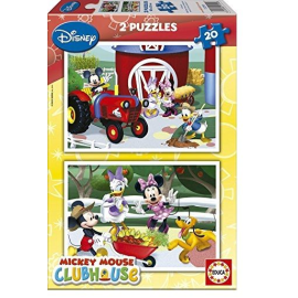 2 DISNEY puzzels van 20 stukjes - Mickey op de boerderij 